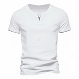 Itooh Mens T Shirt Pure Color V Collar Short Sleeved Tops Tees Men T-Shirt Black Tights Man T-Shirts Fitness For Male Clothes