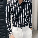 ITOOH Male Shirts Long Sleeve Business Striped Men's Shirt High Quality Luxury Original with Sleeves Korean Style Sale Slim Fit Social