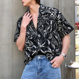 Itooh Casual Floral Shirt Men's Korean Printing Vacation Short Sleeve Shirts Summer New Hawaiian Shirt Trendy Streetwear LGBT Blouse