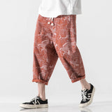 Itooh Summer Men Print Harem Pants Men Short Joggers Chinese Style Calf-Length Pants Male Casual Baggy Pants Capris Trousers