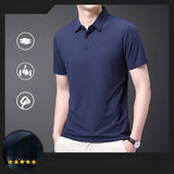 Itooh  2024 Summer New Jinammonia Seersucker Seamless Adhesive Polo Shirt, Business Casual T-shirt， Youth Popularity