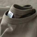 Itooh  T-shirt Basic Solid Color Opaque Thick T-shirt Round Neck Bottoming Shirt Men Women Ami Khaki Short Sleeves Tops