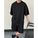 ITOOH Summer Set Men Fashion Black Green Sports Set Men Streetwear Korean Loose Short Sleeved T-shirts Shorts Set Mens Short Sets