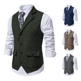 Itooh New Men's Brown Vest Suit Vest Single breasted Designer Brand Sleeveless Formal Coat Top Adult Dress Tuxedo