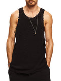 Itooh Vintage Solid Color Slim Knitting Camisoles Men Sleeveless O Neck Ripped Straps Tank Tops For Mens Summer Casual Knitted Vests