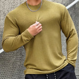 Itooh Autumn Winter Casual T-shirt Men Long Sleeves Solid Shirt Gym Fitness Bodybuilding Tees Tops Male Fashion Slim Stripes Clothing