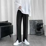 Itooh  Spring/Summer Black Suit Pants Men Fashion Society Mens Dress Pants Korean Loose Straight Pants Mens Office Formal Trousers