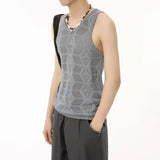 Itooh  Men's Wear 2024 Summer Solid Color Round Neck Hollow Out Knitted Vest Casual Korean Style Streetwear Tank Top Sleeveless T-shirt