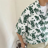 Itooh Summer Short Sleeved Shirt Men Fashion White Printed Casual Shirt Men Streetwear Loose Floral Shirts Mens Hawaiian Shirt M-XL