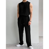 Itooh American Men Clothing Ice Silk Vest Trousers Sweatsuit for Men Two Piece Set Fitness Sleeveless Breathable Gym Tracksuit Vest