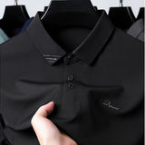 Itooh  Men's T-shirt Lapel, Slim Business Gentleman Long Sleeve Top, Spring 2024, Men's Polo Shirt M-4XL