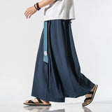 Itooh Summer Men Wide Leg Pants Mens Cotton Linen Retro Trousers Man Chinese Style Hanfu Pants Male Big Crotch Nepal Robe Pants