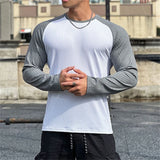 Itooh Gym Fitness T-shirt Men Long Sleeve Splice color Shirt Male Bodybuilding Tees Tops Running Sports Quick Dry Training Clothing