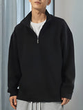 Itooh  Men's Solid Color Half Zipper Sweatshirt