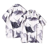 Itooh Men Summer Beach Hawaiian Shirt Short Sleeve Shark Print Casual Holiday Party Clothing Men High Street Casual Devil Fish Shirt