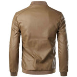 Itooh  Men's  New Leather Jacket Regular Standing Neck with Texture Zipper  Business Casual Coats Tops