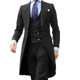 Itooh  New Arrivel Long Coat Designs Burgundy Men Suit Gentle Mens Tuxedo Prom Blazer Custom 3 Pieces (Jacket+vest+Pants)