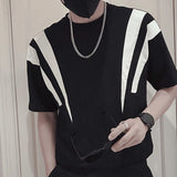 Itooh Korean Y2k Streetwear T-Shirts Summer Round Neck Man Solid Patchwork Pullovers Loose Fashion Casual Short Sleeve Men's Clothing