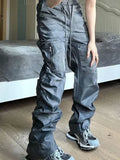 ITOOH Cargo Pants for Men Grey Folds Hip Hop Trousers Man Autumn Cheap Street Baggy with Korean Style Harajuku Regular Fit Designer