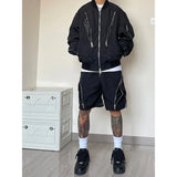 Itooh  American style high street wind assault shorts men zipper design Harajuku casual tooling outdoor five-point pants summer