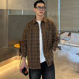 Itooh  Spring Clothing Men's Luxury Pullover Texture Plaid Shirts Lapel Korean Vintage Long Sleeve Premium Casual Check 2024 New