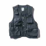 Itooh Summer Tactical Tooling Vest Men Ins Tide Brand Japanese Multi-pocket Casual Short Loose Sleeveless Vest Top Functional Outwear