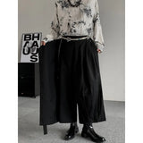 Itooh Niche Style Men's Casual Skirt Pants Ribbon Design Loose Straight Wide Leg Ankle-length Pants Male Trousers New 2024 Summer