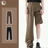 ITOOH Mens Casual Trousers Spring Japanese Thin Black Fashionable Straight Leg Pants Bring A Belt Quick Drying Comfortable Loose Pants