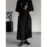 Itooh Niche Style Men's Casual Skirt Pants Ribbon Design Loose Straight Wide Leg Ankle-length Pants Male Trousers New 2024 Summer