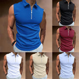 Itooh Tank Top Vest Regular Sleeveless Slight Stretch Solid Summer Swim T Shirt Vacation Zip Casual Holiday Brand New