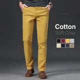 Itooh 9 Color Men's Cotton Casual Pants Elastic Waist Slim Straight Solid Color Business Trousers Four Seasons Brand Male Clothes