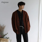 ITOOH Men Cardigan Korean Style Temperament Pure Gentle Long Sleeve Baggy Knitwear Streetwear Leisure Handsome Cozy Minimalist Ins