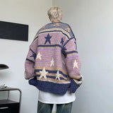 ITOOH Y2K Star Sweater Men Harajuku Striped Knitted Pullovers Jumpers Male Tops Oversize Purple Winter Streetwear Hip Hop