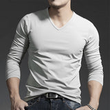 Itooh Undershirt Top Fashion Long Sleeves Mens Muscle Pullover Slim Fit Spring Casual V Neck Comfy Winter Stylish Summer