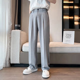 Itooh Black Gray White Suit Pants Men Slim Fashion Social Mens Dress Pants Korean Casual Straight Pants Mens Office Formal Trousers