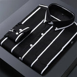 ITOOH 2024 Classic Striped Dress Shirt for Men, Slim Fit Business Long Sleeve Shirts Plus Size M-5XL Male Social Casual Shirts Outwear