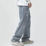 Itooh  Cross Embroidered Baggy Men Jeans