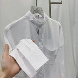 Itooh New Chinese Stand Collar Shirt Men's Dark Off Shoulder Casual Loose Shirt Wear Men's High-end Zhongshan Shirts Camisas De Hombre