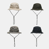 Itooh Outdoor Fishing Sun Hat Men Women Shade Summer Breathable Fisherman Hat Folding Travel Sun Drawstring Bucket Hats Multifunction