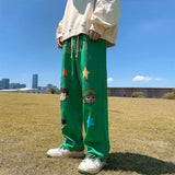 Itooh Trendy Oversize American Straight Trousers Men's Summer Loose Casual Pants  Y2k Street Graffiti Wide Leg Pants Unisex Sweatpants