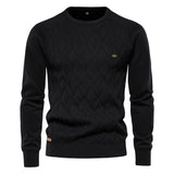 Itooh  Argyle Basic Men Sweaters Solid Color O-neck Long Sleeve Knitted Male Pullover Winter Fashion New Warm Sweaters for Men