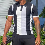 Itooh Streetwear Mens Casual Knit Polo 2024 Summer Leisure Short-sleeved Buttoned Lapel Polo Shirts Knitted Mens Striped Knitting Tops