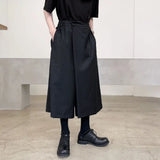 Itooh Men's Causal Wide Leg Pants Loose Fashion Straight Trousers New Japanese Streetwear Dark Culottes Calf Length Pants For Male