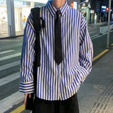 ITOOH Spring and Autumn New Men's Fashion Long-Sleeve Striped Tops Male Loose Business Casual High Quality Blouse Shirts W482