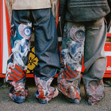 ITOOH Hip Hop Punk Embroidery Printed Baggy Jeans Y2k Jeans Men Heavy Craftsmanship Retro Style Wide Leg Pants Goth Ripped Jeans Hot