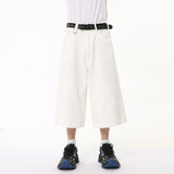 Itooh Korean Design Male Jeans Calf-length Pants Loose Wide Leg Trousers Straight Solid Color New Male Bottom Summer 2024