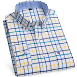 ITOOH 7XL 6XL Men's Oxford Shirts Long Sleeve 100% Cotton Casual Plaid Soft Regular Fit Formal Dress Shirt Social Blouse Male Clothes