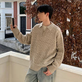 ITOOH Men's Light Luxury Fashion Jacquard Knit Polo Neck Pullover Leisure  Solid Color Long Sleeve Sweater Korean Style Clothing M-2XL