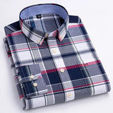 ITOOH 7XL 6XL Men's Oxford Shirts Long Sleeve 100% Cotton Casual Plaid Soft Regular Fit Formal Dress Shirt Social Blouse Male Clothes