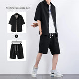 Itooh Men's Sets Casual Comfortable Button Short Sleeve Polo Shirt and Shorts Leisure Daily Trend Streetwear Korean Sweatpants Suit